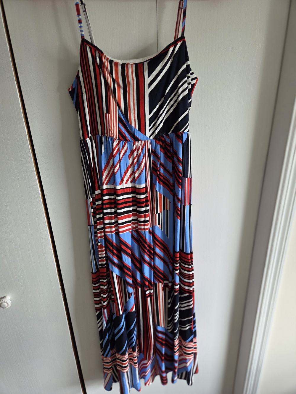 Maurices Striped Maxi Dress in Blue, Red, Black